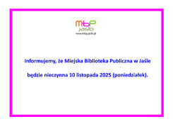 Biblioteka nieczynna 10 listopada