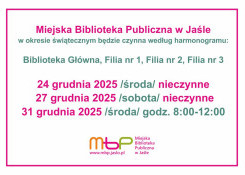 Godziny pracy Biblioteki w okresie świątecznym