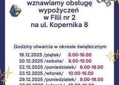 19 grudnia wznawiamy wypożyczenia w Filii nr 2 na ul. Kopernika 8