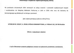 Informacja o wyborze najkorzystniejszej oferty